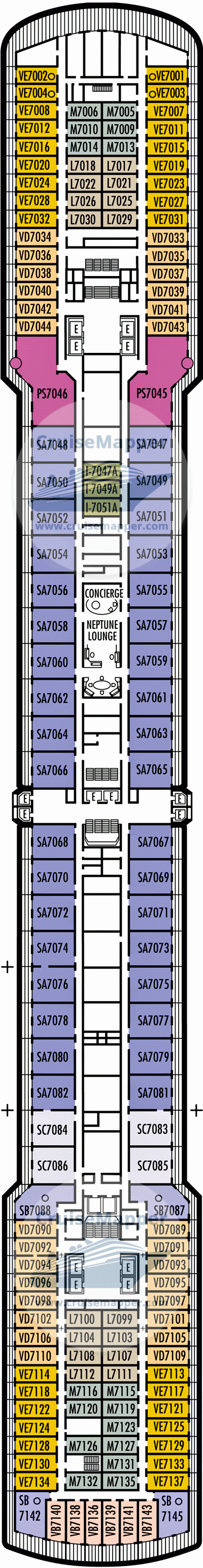 Kom meer te weten over de dekplattegronden en hutten, schipactiviteiten . ms Noordam deck 7 plan | CruiseMapper