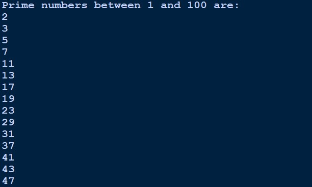 Python Program to Display All the Prime Numbers Between 1 to 100 ...