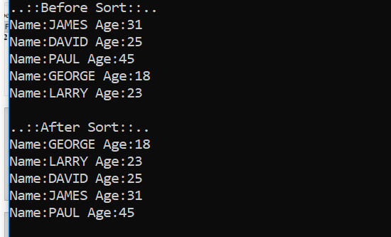 C Program to Sort ArrayList of Custom Objects By Property