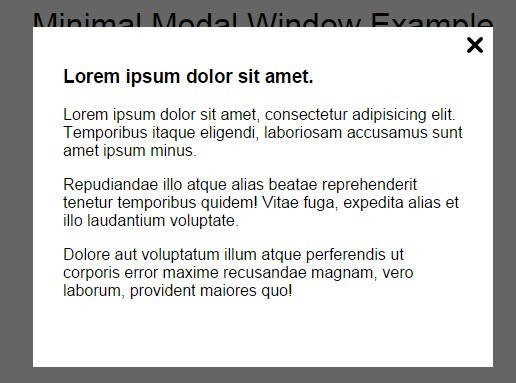Minimal Modal Window with Plain JavaScript