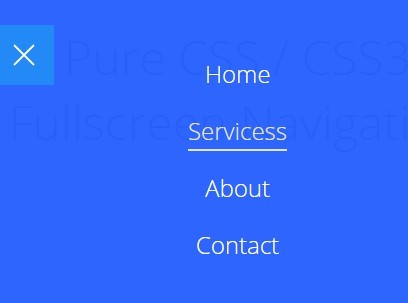Pure CSS / CSS3 Fullscreen Navigation with Hamburger Toggle