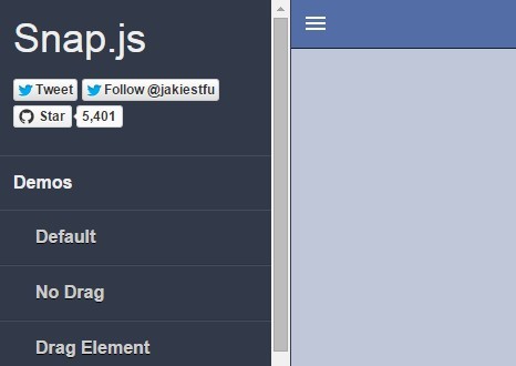 JavaScript Library For Creating App Style Side Menus - Snap.js | CSS Script
