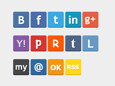 Flat Social Share Buttons In Pure CSS