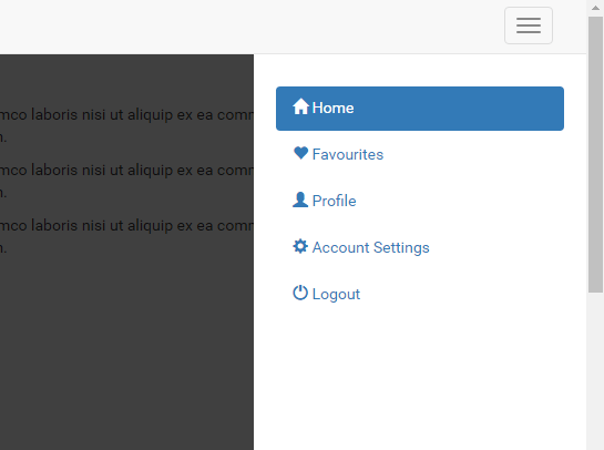 Pure CSS Off-canvas Bootstrap Navigation