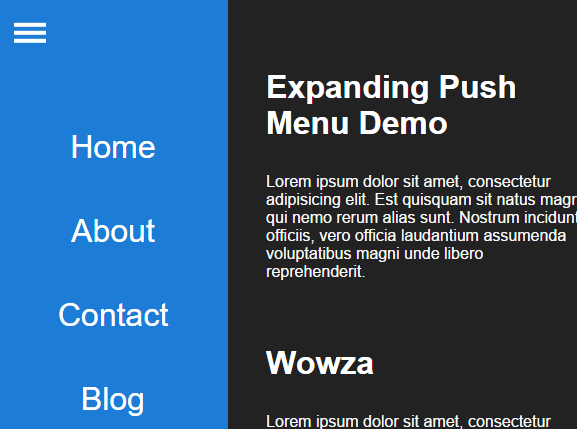 Expanding Push Menu With Pure CSS