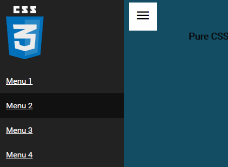 Sliding Drawer Menu In Pure CSS | CSS Script