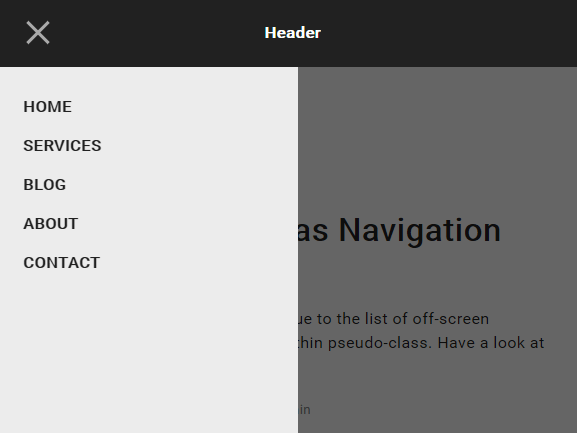 CSS Only Off-canvas Navigation Using CSS Pseudo-class