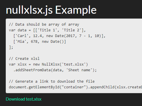 XLSX & Zip Archive Generator With JavaScript – NullXlsx