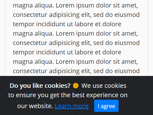 EU Cookie Law Notice Plugin For Bootstrap 4 – Cookie-Alert