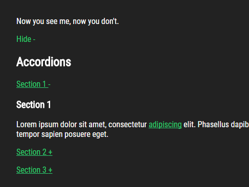 Basic Accordion & Content Toggle JS Library – Houdini