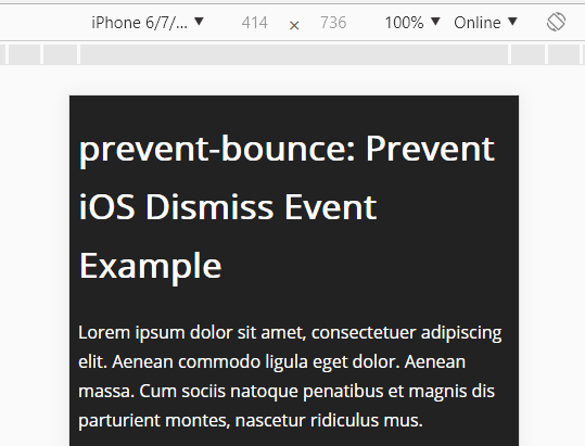 Prevent iOS Dismiss Event On Web App – prevent-bounce