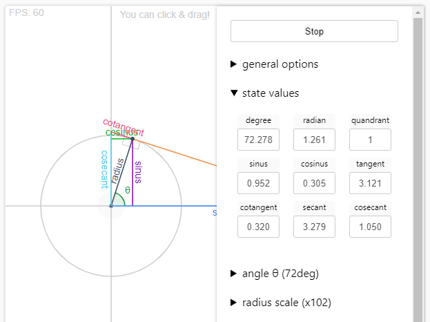 Trigonometry Visualisation Tool In JavaScript – trigonoparty