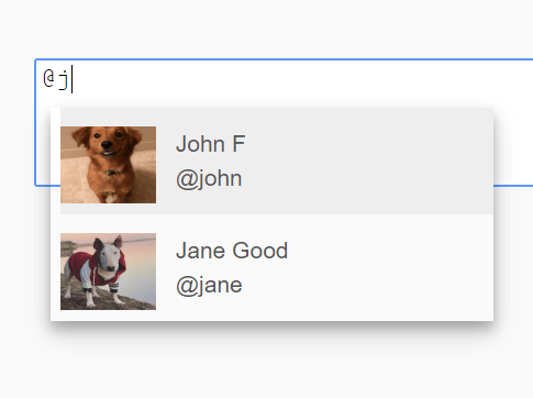 @mention Autocomplete In ES6 JS