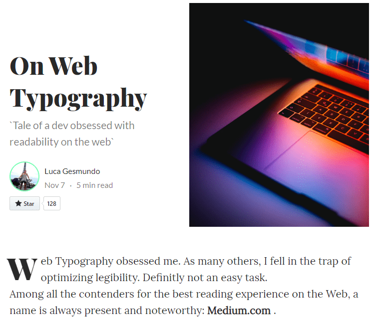 CSS Library For Medium.com Typography – medium.css