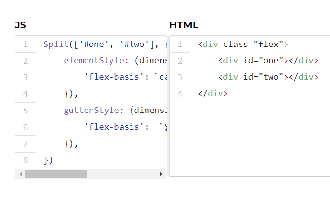 Modern Split View In JavaScript - Split.js | CSS Script
