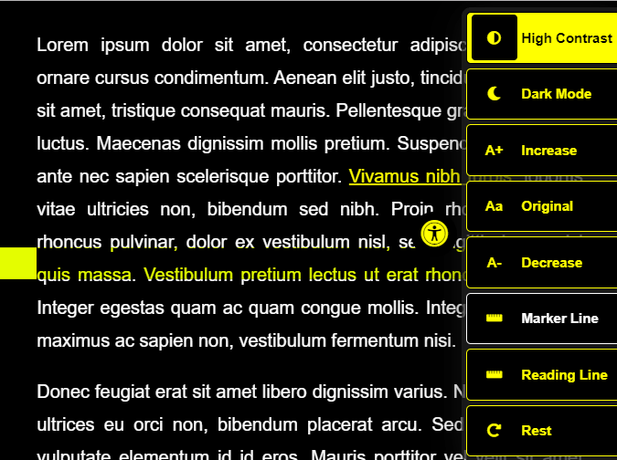 Sliding Accessibility Settings Panel In JavaScript