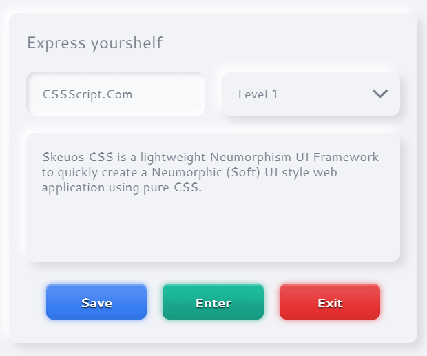 Tiny Neumorphism UI Framework – Skeuos CSS