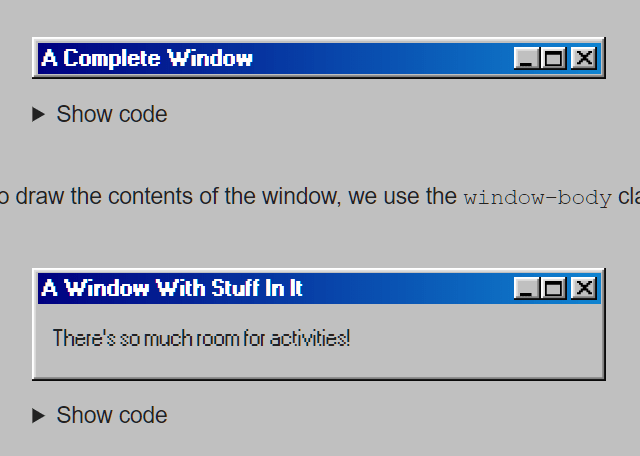 Windows 98 CSS Framework – 98.css