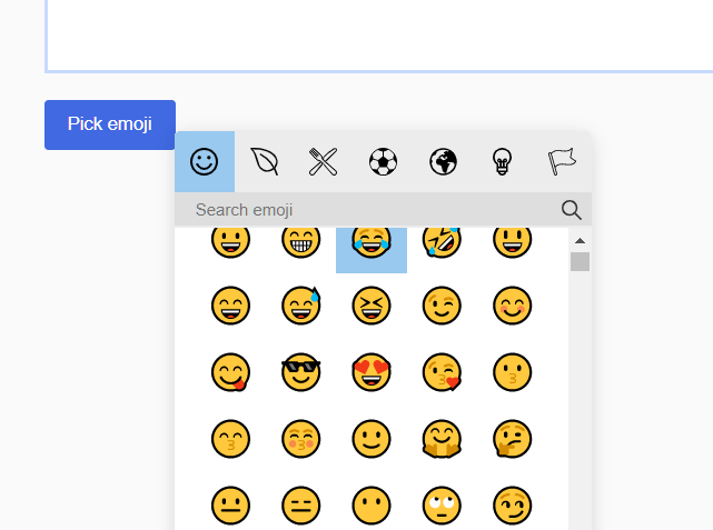 Customizable JavaScript Emoji Picker – vanillaEmojiPicker.js
