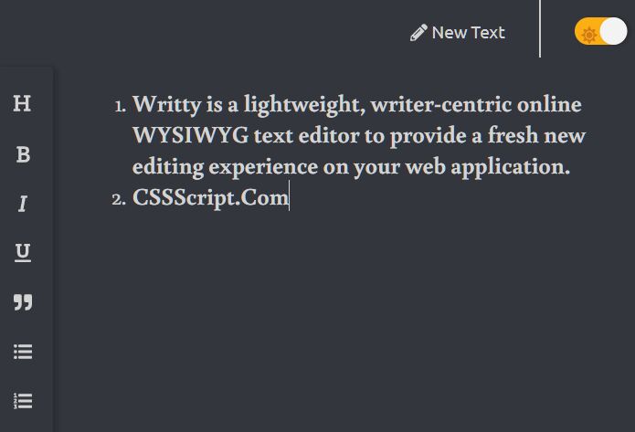 Minimal WYSIWYG Text Editor – Writty