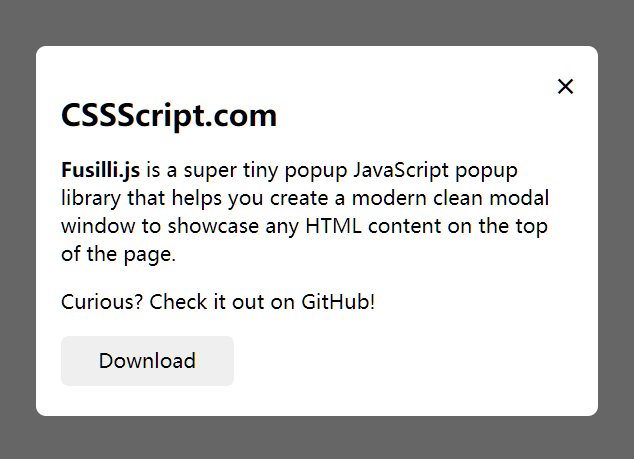 Modern Clean Popup Modal In JavaScript – Fusilli.js