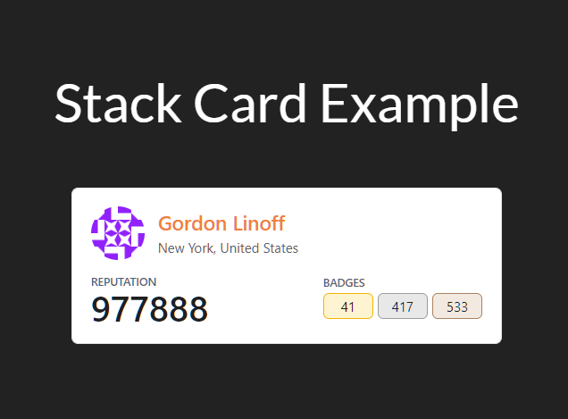 Show Stackoverflow Reputations & Badges On The Page – Stack-Card