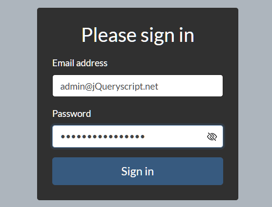 Vanilla JavaScript Password Visibility Toggler For Bootstrap