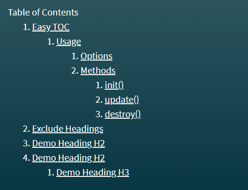 Hierarchical Table Of Contents In JavaScript – Easy-TOC