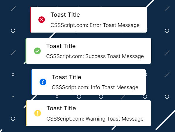 Beautiful Toast Messages For Vanilla JavaScript
