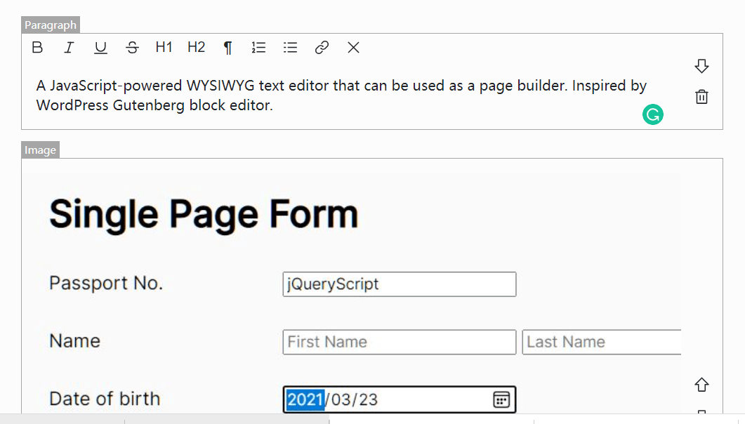 WordPress Gutenberg Like WYSIWYG Block Editor – Pexego
