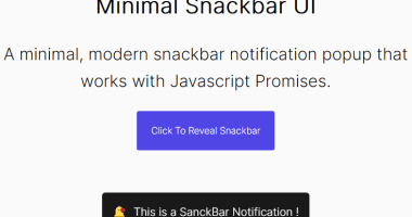 Minimal Snackbar UI Component In Vanilla JavaScript