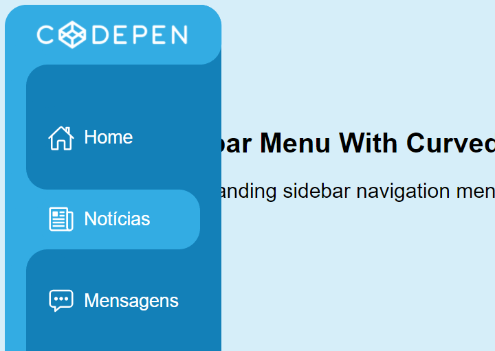 Sidebar Menu With Curved Outside Effect