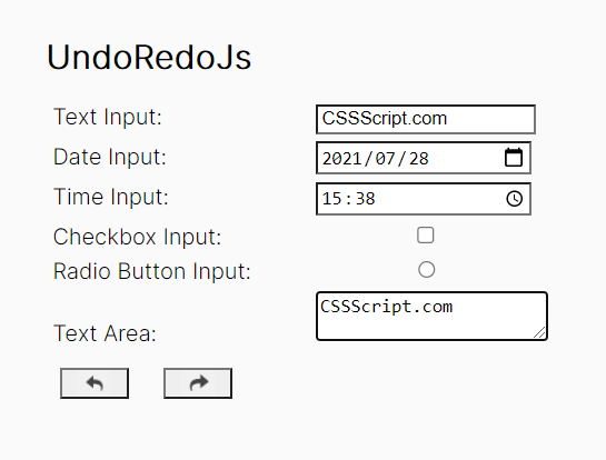 Undo/Redo Functionality For Form Fields – undoRedo.js