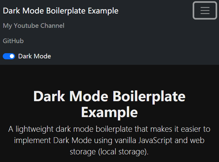 Dark Mode Boilerplate In Vanilla JavaScript