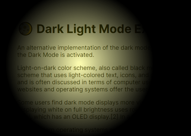 Spotlight Effect In JavaScript – Dark Light Mode