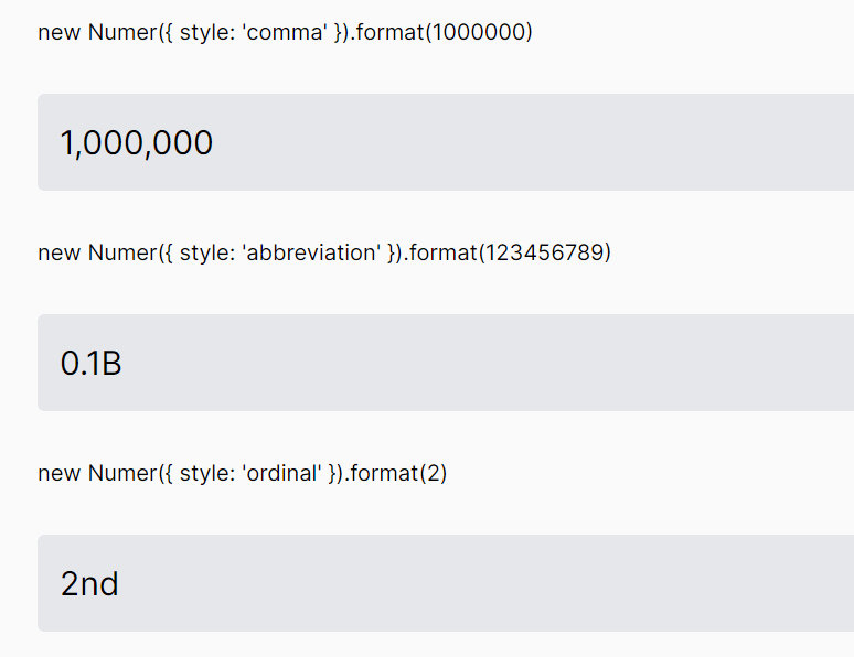 Tiny Number Format JavaScript Library - numer.js | CSS Script
