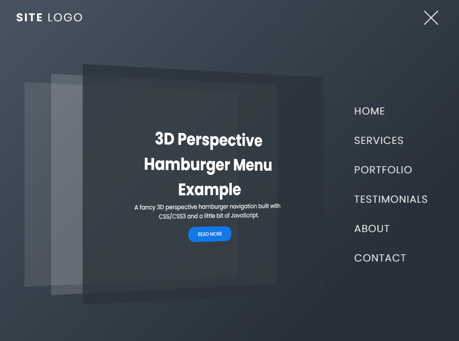 3D Perspective Hamburger Menu With JavaScript And CSS3