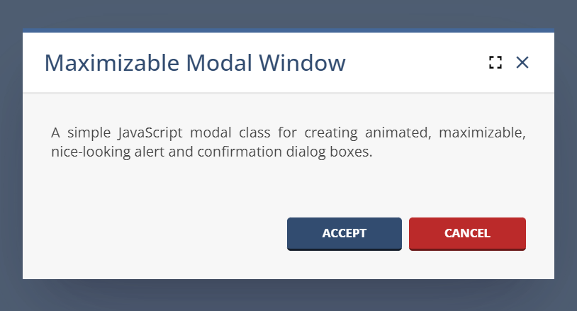 Maximizable Modal Window In Vanilla JavaScript