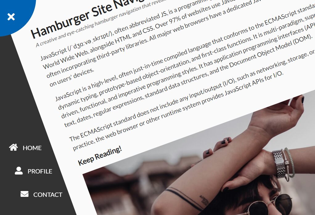 Hamburger Site Navigation With Menu Rotation