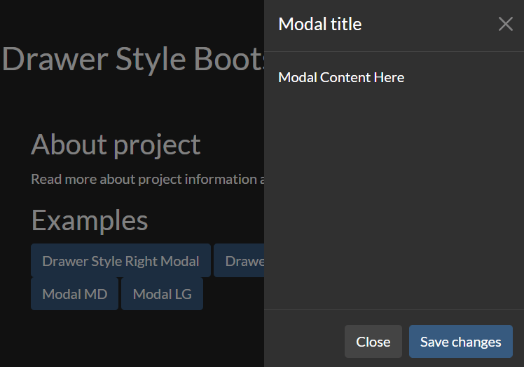 Drawer Style Bootstrap 5 Modal