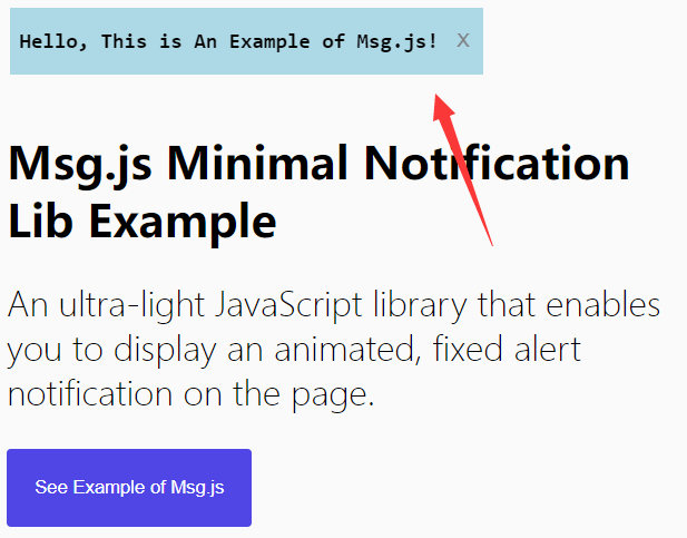Minimal Alert Message In Plain JavaScript – Msg.js