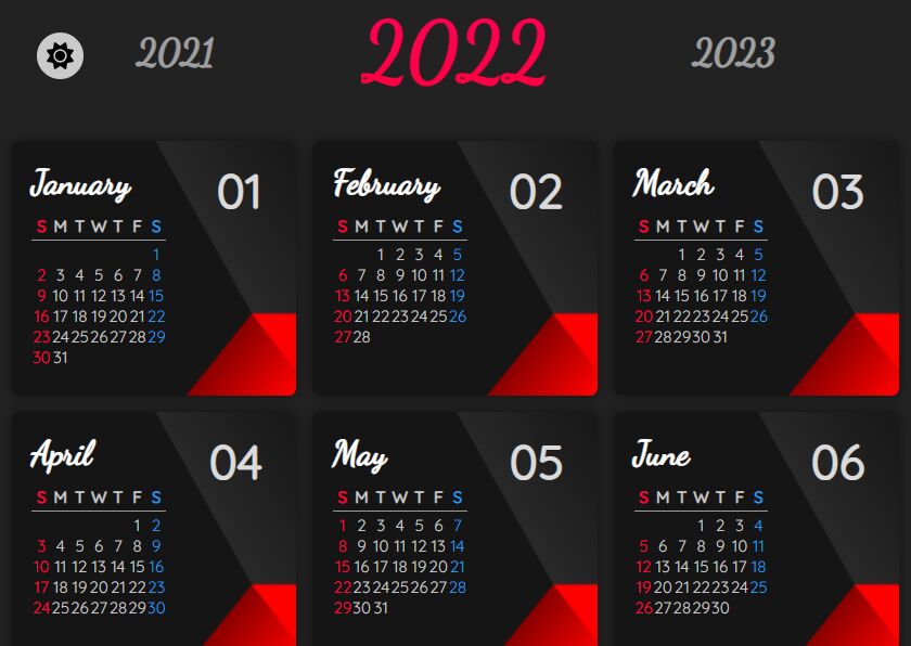 Full Year Calendar In JavaScript