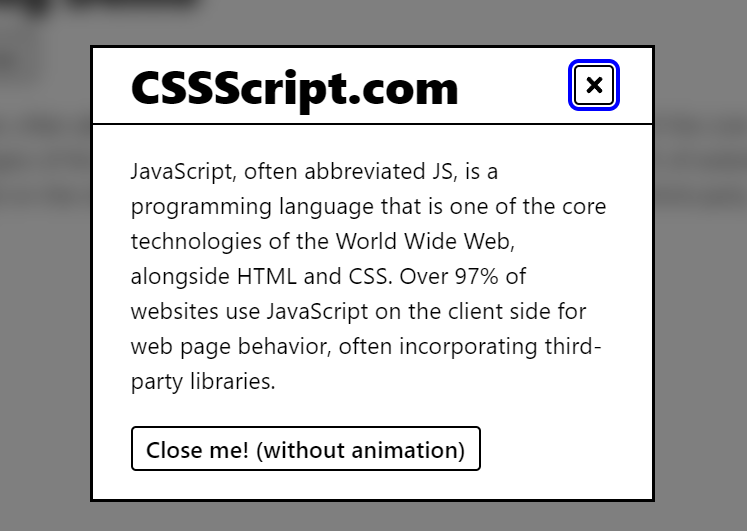 Accessible Modal Dialog With CSS3 Animations