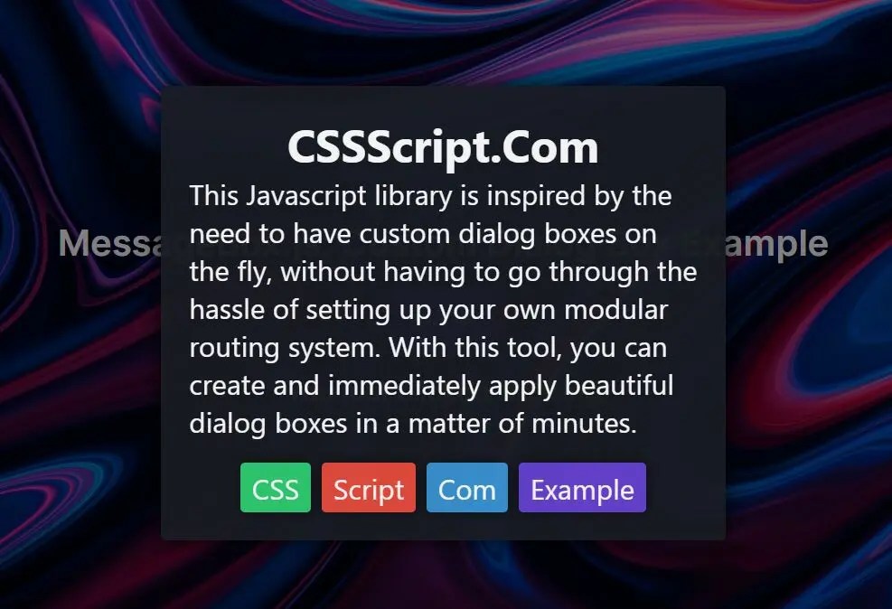 Minimal Dynamic Dialog Box JavaScript Library - MessageBox.js | CSS Script