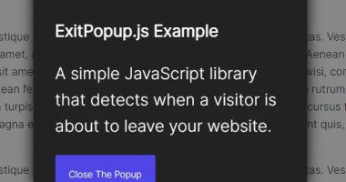 Simple Exit Intent Popup With Plain JavaScript