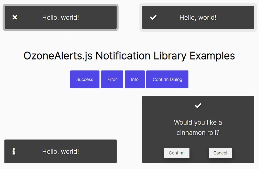 Custom Alert Notification & Confirmation Dialog JS Library – OzoneAlerts.js