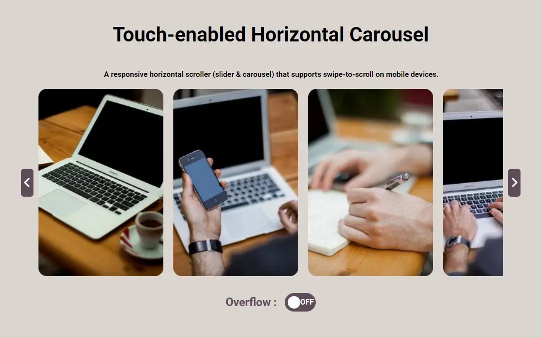 Touch-enabled Horizontal Carousel In Vanilla JavaScript | CSS Script