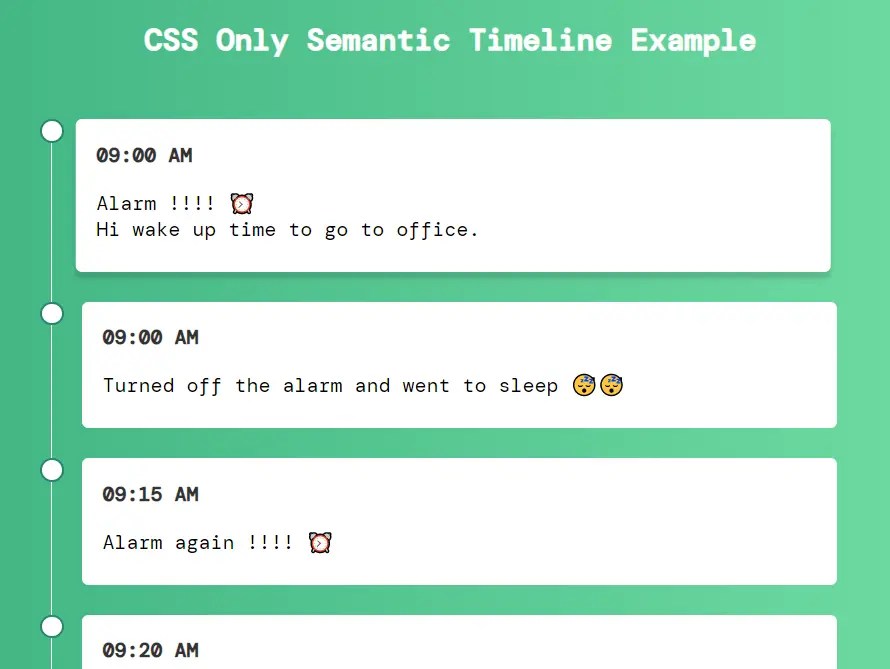CSS Only Semantic Timeline | CSS Script