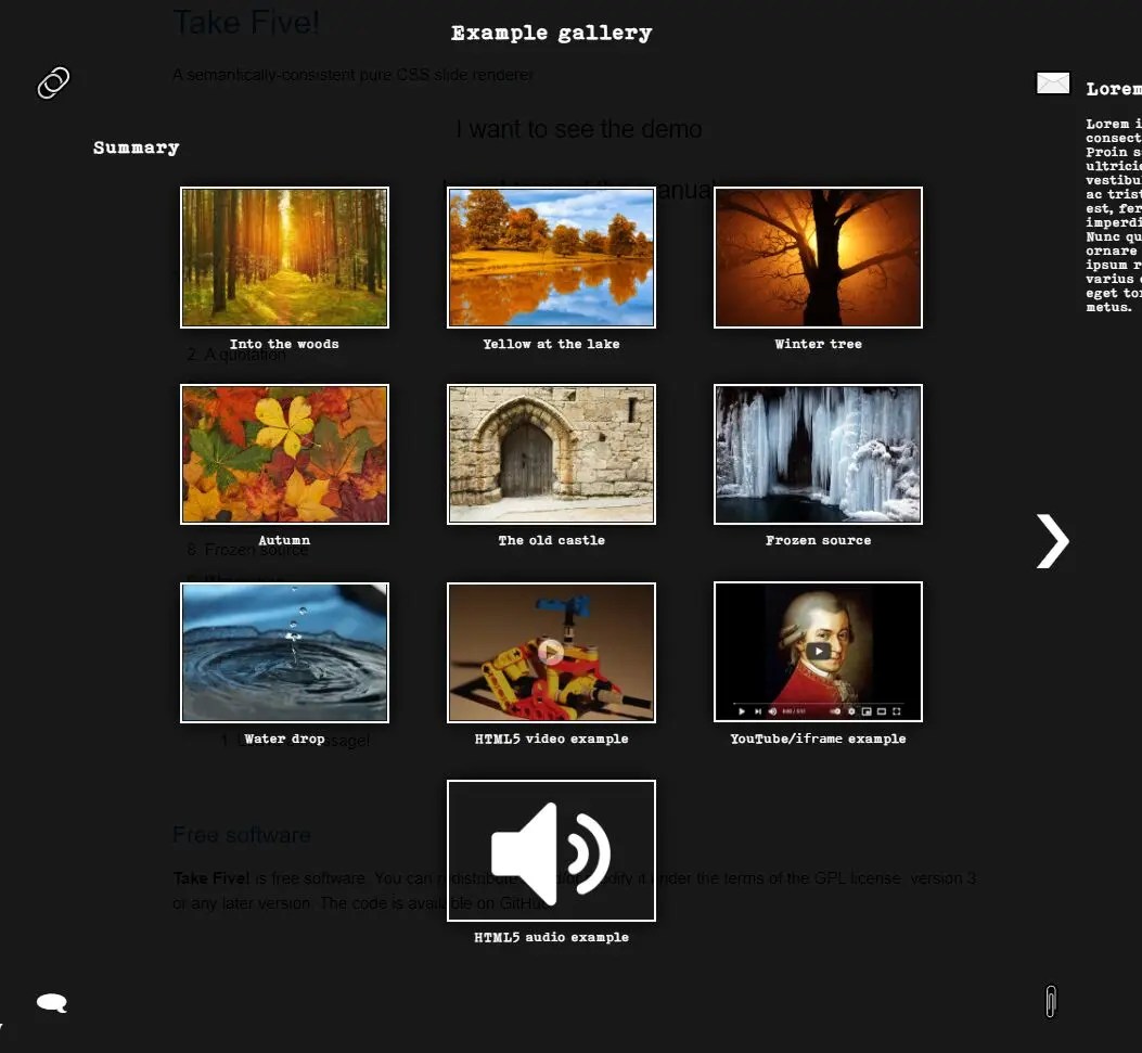 Advanced Slider & Lightbox CSS Library – takefive.css