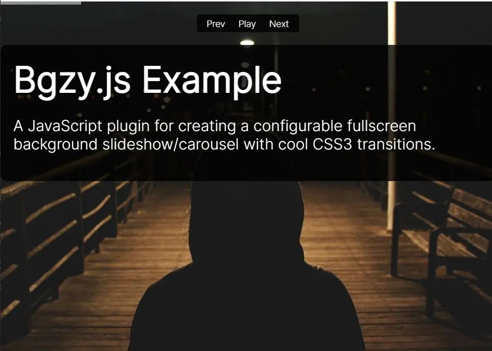 Fullscreen Background Slideshow/Carousel With CSS3 Transitions – Bgzy.js